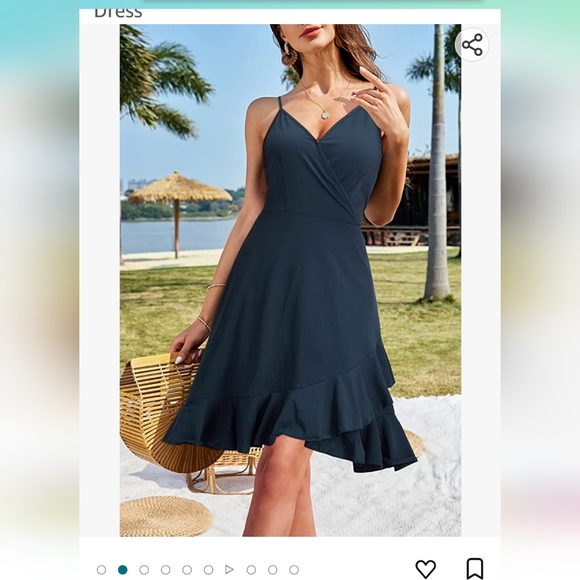 Ultranice summer casual wrap v neck ruffle bottom dress. - Picture 5 of 9